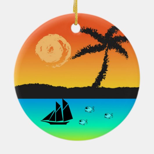 Island Sunset Keramisch Ornament (Achterkant)