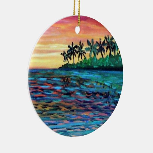 Island Sunset kerstversiering Keramisch Ornament (Rechts)