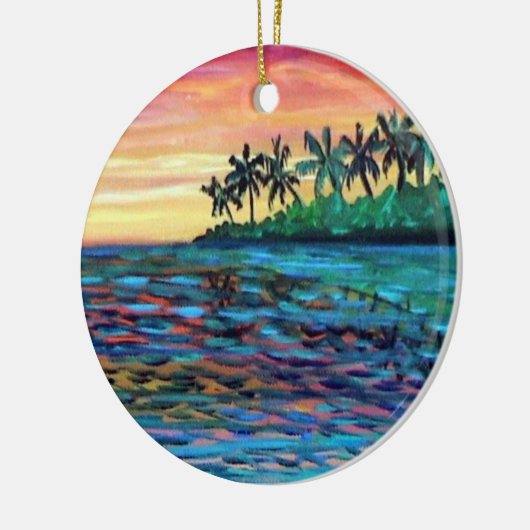 Island Sunset kerstversiering Keramisch Ornament (Links)