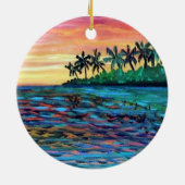 Island Sunset kerstversiering Keramisch Ornament (Achterkant)