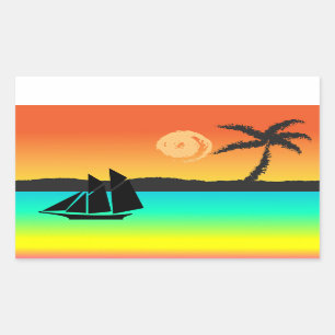 Island Sunset Rechthoekige Sticker