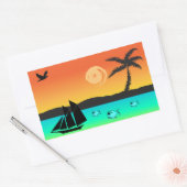 Island Sunset Rechthoekige Sticker (Envelop)