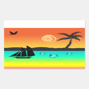 Island Sunset Rechthoekige Sticker