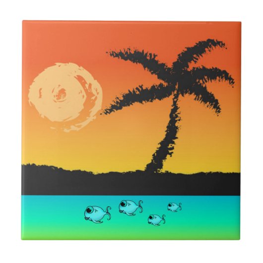 Island Sunset Tegeltje (Voorkant)