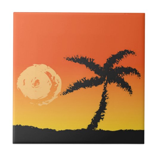 Island Sunset Tegeltje (Voorkant)
