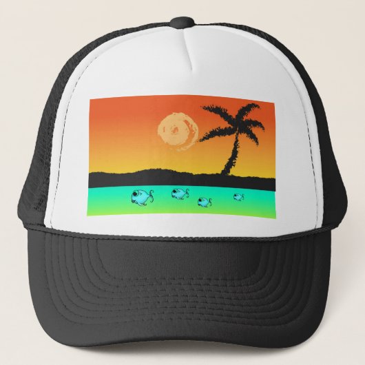 Island Sunset Trucker Pet (Voorkant)