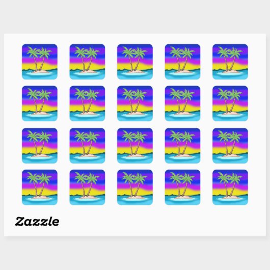 Island Sunset Vierkante Sticker (Vel)