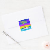 Island Sunset Vierkante Sticker (Envelop)