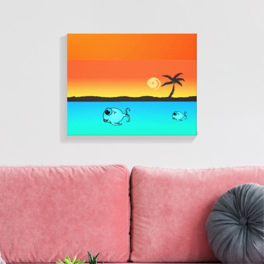 Island Sunset Wrapped Canvas Afdruk (Insitu (Woonkamer))