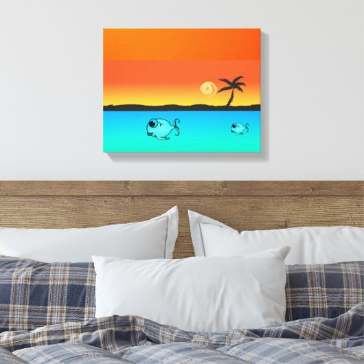 Island Sunset Wrapped Canvas Afdruk (Insitu (Slaapkamer))