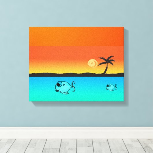 Island Sunset Wrapped Canvas Afdruk (Insitu (Houten vloer))