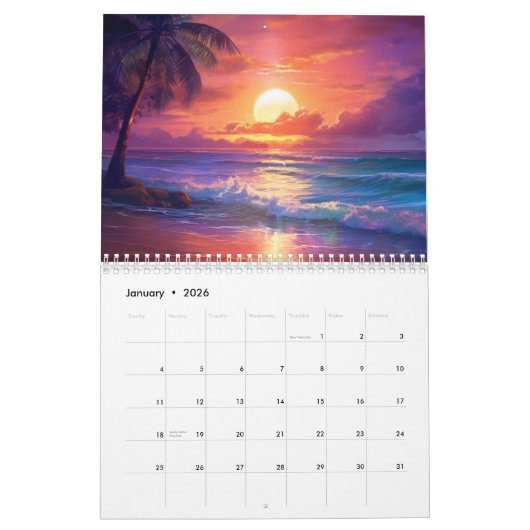 Island Sunsets 2026 Tropical Paradise Art Kalender (Jan 2026)