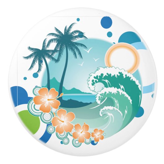 Island Surf Ceramic Knob. Keramische Knop (Voorkant)