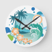 Island Surf Wall Clock Ronde Klok (Voorkant)
