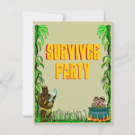 Island Survivor Fun Thleed Party Invitations Kaart (Voorkant)