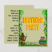 Island Survivor Fun Thleed Party Invitations Kaart (Voorkant / Achterkant)