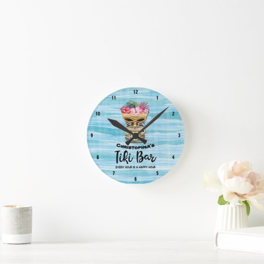 Island Tiki Bar Monogrammed Ronde Klok (Huis)