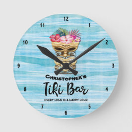 Island Tiki Bar Monogrammed Ronde Klok