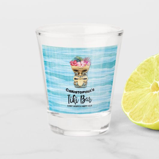 Island Tiki Bar Monogrammed Shot glass Glas (Voorkant)