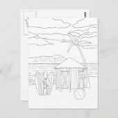 Island Tiki Hut Adult Coloring Briefkaart (Voorkant / Achterkant)