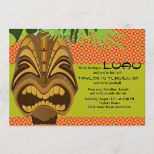 Island Tiki Luau Party Invitation Kaart