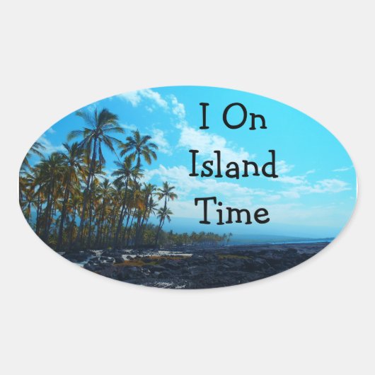 Island Time humor Hawaii stickers (Voorkant)
