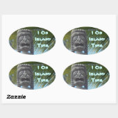 Island Time humor Hawaii tiki stickers (Vel)