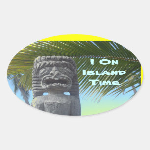 Island Time humor Hawaii tiki stickers