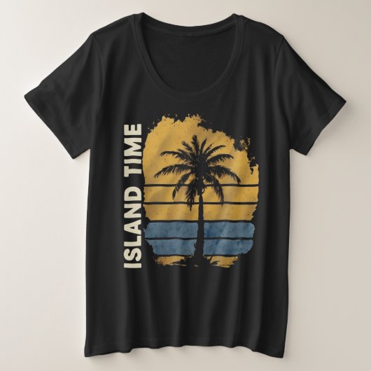 Island Time Palm Tree Plus-Size T-shirt (Design voorkant)