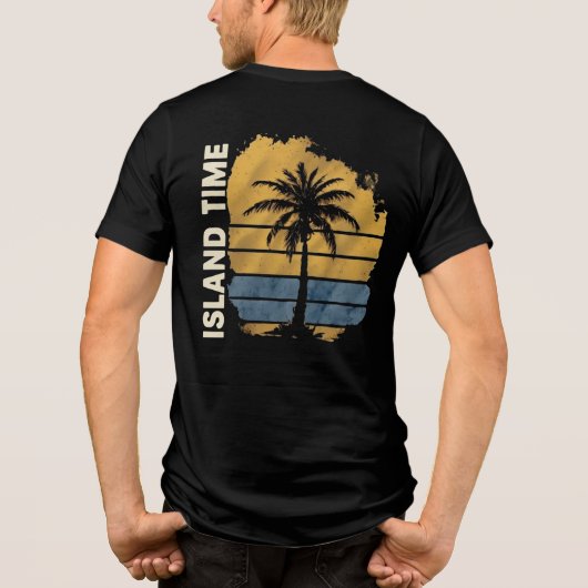 Island Time Palm Tree Tri-Blend T-shirt (Achterkant)
