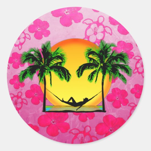 Island Time Ronde Sticker (Voorkant)