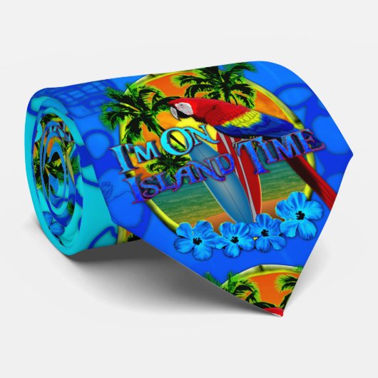 Island Time Sunset and Tikis Stropdas (Opgerold)