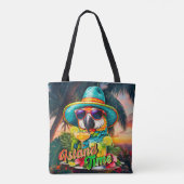 Island Time Sunset Beach Parrot Drinken Tote Bag (Achterkant)
