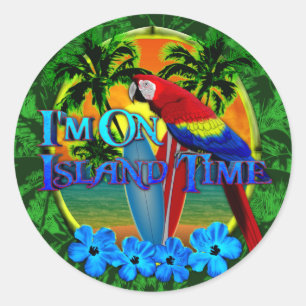 Island Time Sunset Ronde Sticker