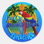 Island Time Sunset Ronde Sticker (Voorkant)