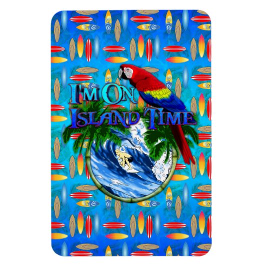 Island Time Surfing Magneet (Verticaal)