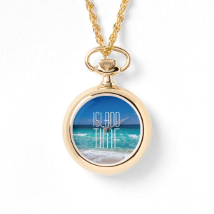 Island Time Tropical Beach Turquoise Water Horloge