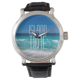 Island Time Tropical Beach Turquoise Water Horloge