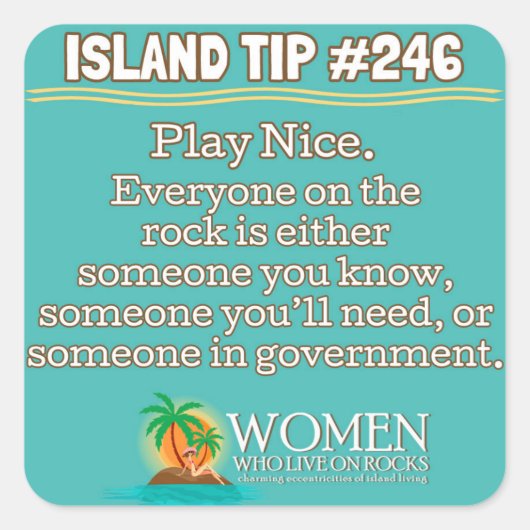 Island Tip #246 Stickers (aqua, vierkant) (Voorkant)