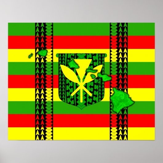 Island Tribal Kanaka Maoli Flag Poster (Voorkant)