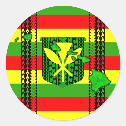 Island Tribal Kanaka Maoli Flag Ronde Sticker (Voorkant)