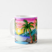 Island Tropical Beach Sunset Koffiemok (Voorkant links)