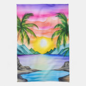 Island Tropical Beach Sunset Theedoek (Verticaal)