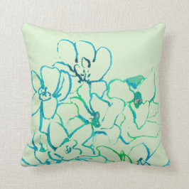 Island Tropical Orchid Pillow - Blue Green Kussen
