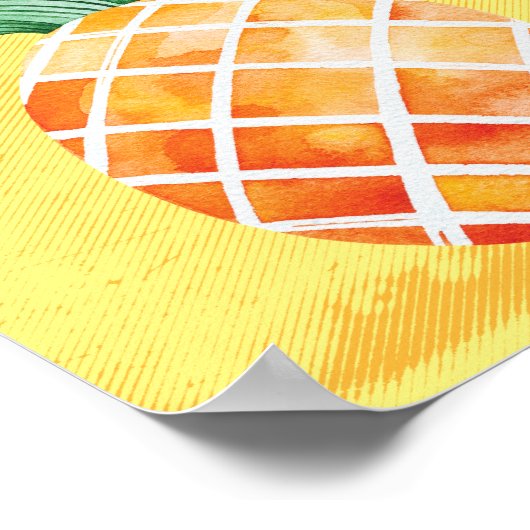 Island Tropical Pineapple Sunny Yellow Poster (Hoek)