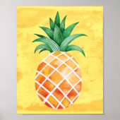 Island Tropical Pineapple Sunny Yellow Poster (Voorkant)