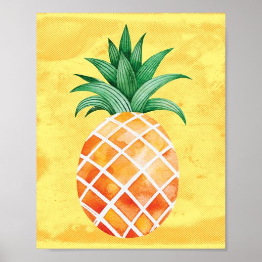 Island Tropical Pineapple Sunny Yellow Poster (Voorkant)