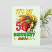 Island Vibes Jamaica Verjaardag Meisje Groep Match Kaart (Staand voorkant)