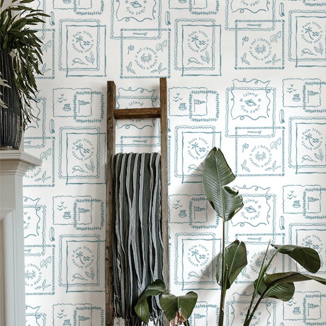 Island Vibes | Met de Hand Getekende Kust Doodle Behang (Creator heeft geüpload)