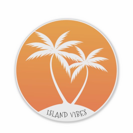 Island Vibes Swaying Palms en Sun Logo Sticker (Voorkant)